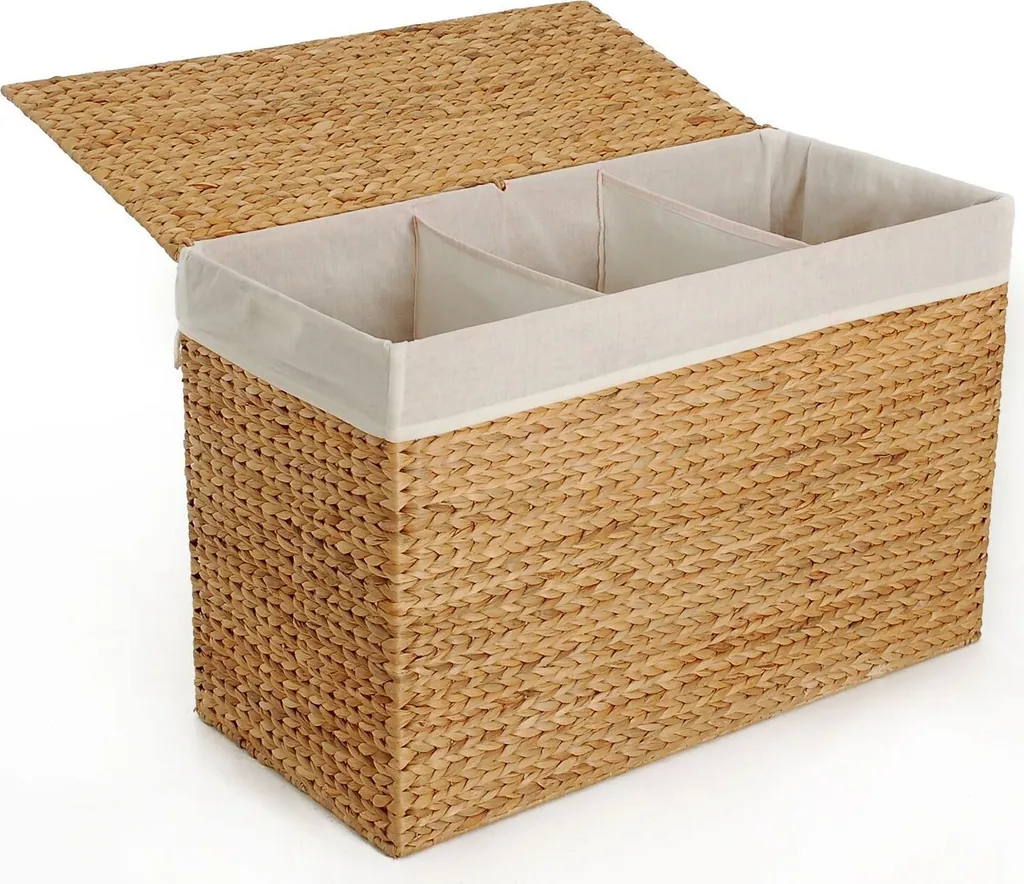 VIVANNO DIVIDE Coffre à Linge en Jacinthe d'Eau Naturelle 84x40x55 cm