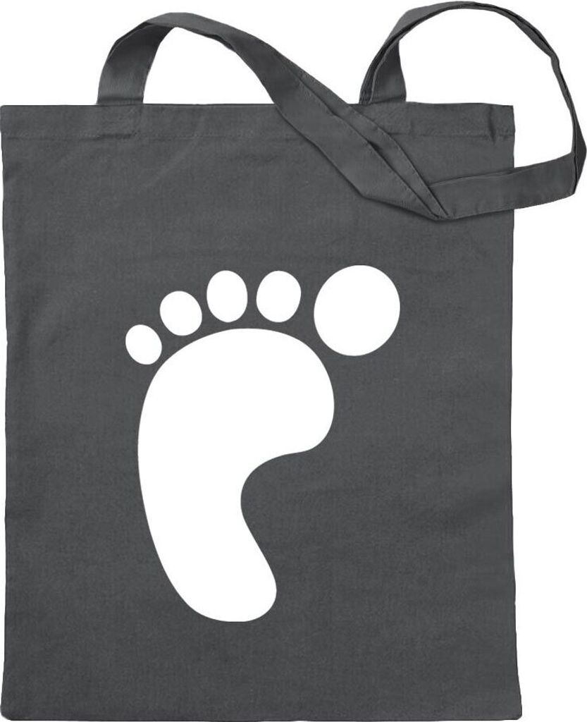 Kiwistar - Baumwolltasche - stahlgrau - Fussabdruck Piktogramm - Tragetasche Stoffbeutel Umhängetasche Langer Henkel