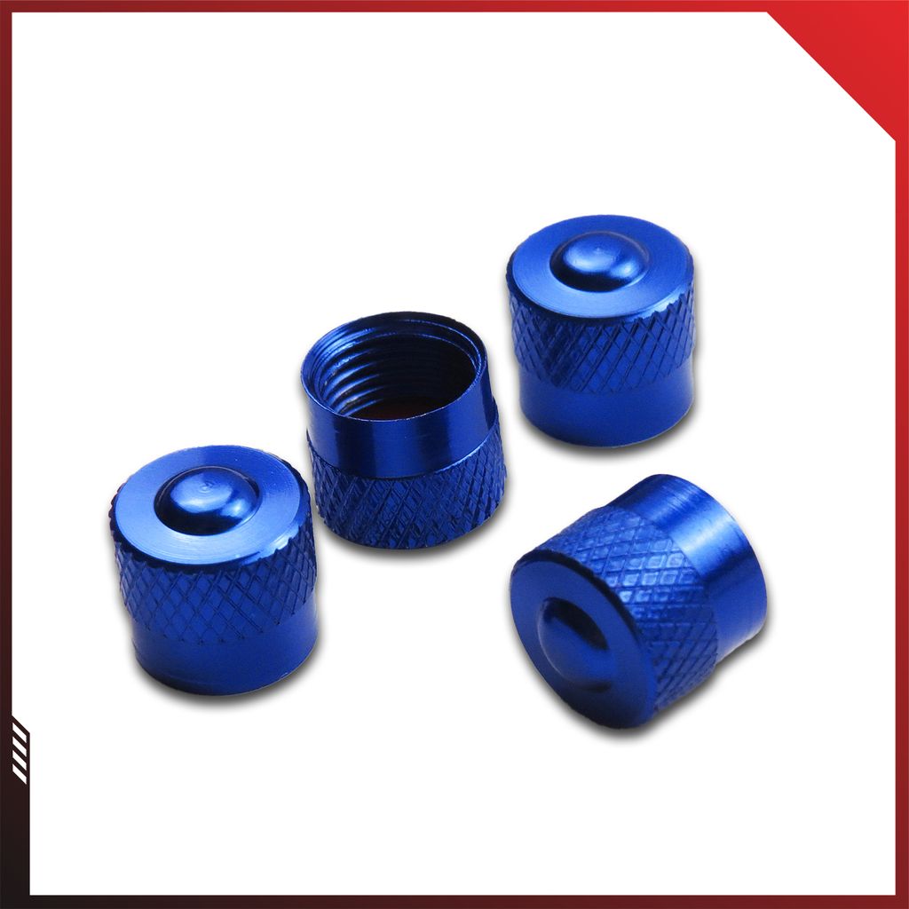 Pitlane Performance Alu Ventilkappen 4 Stück Ventildeckel; Aluminium Auto-Reifen Schrader-Ventil Ventilabdeckung Aluminium Racing 4er Set Blau