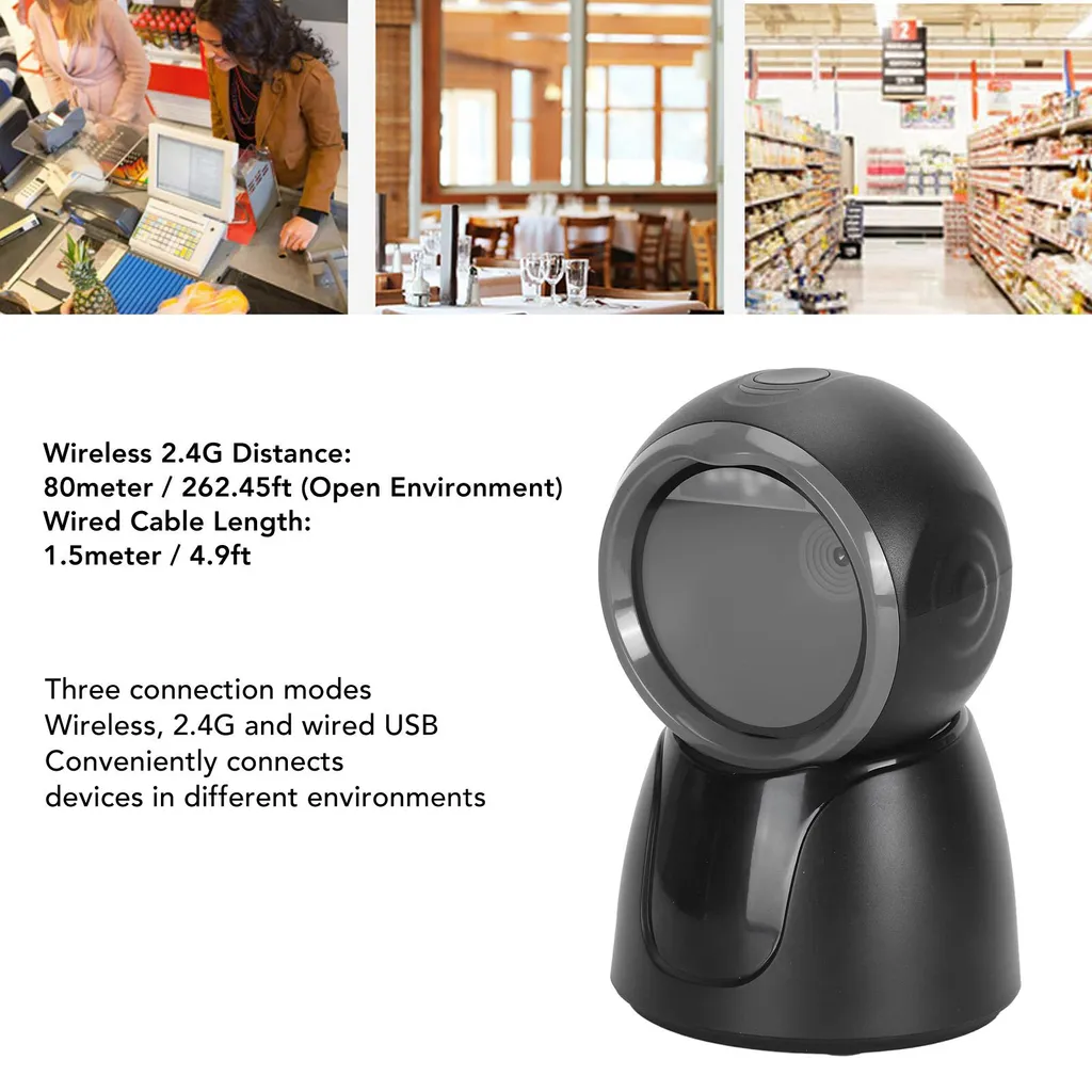 Lecteur Code-barres Omnidirectionnel 2D QR Bluetooth sans Fil 2.4G - 4