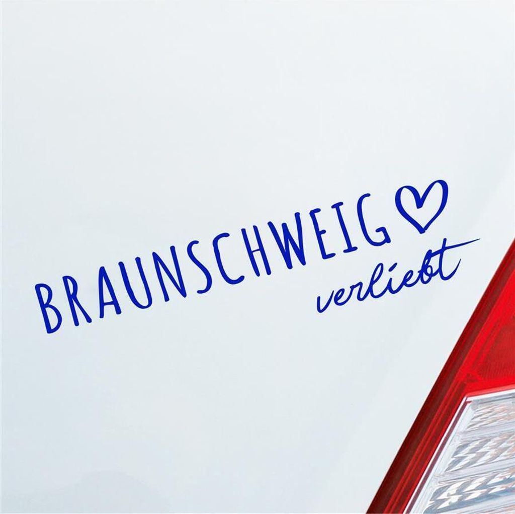Auto Aufkleber Braunschweig verliebt Herz Stadt Heimat Liebe Car 19x5 cm Dunkelblau Sticker Heckscheibenaufkleber