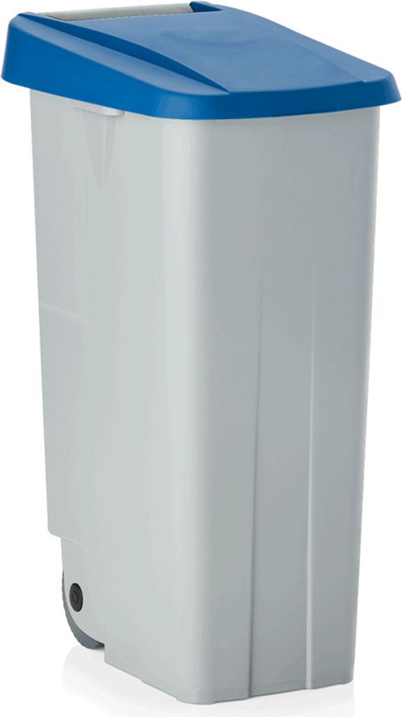 2x Abfallbehälter blau mit 2 Rollen, Polypropylen, 110 L
