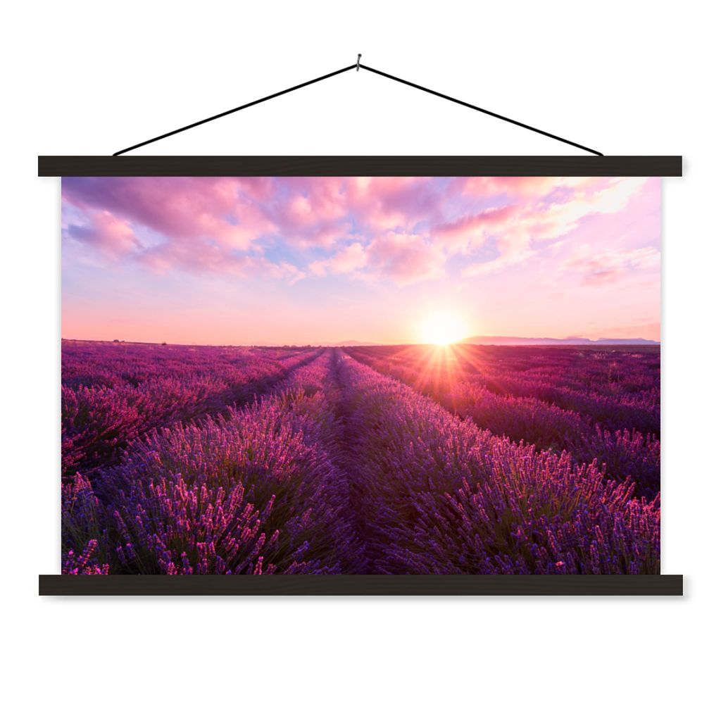 MuchoWow Textilposter Lavendel - Blumen - Frankreich 150x100 cm mit schwarzem Rahmen - Schlafzimmer
