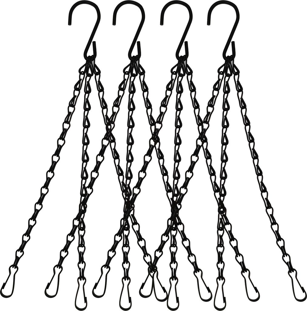 4pcs/Set Blumenkorbbügel Doppelhaken Eisenblüten Pflanzentopf Ersatzkettenbügel Gartenversorgung-Schwarz