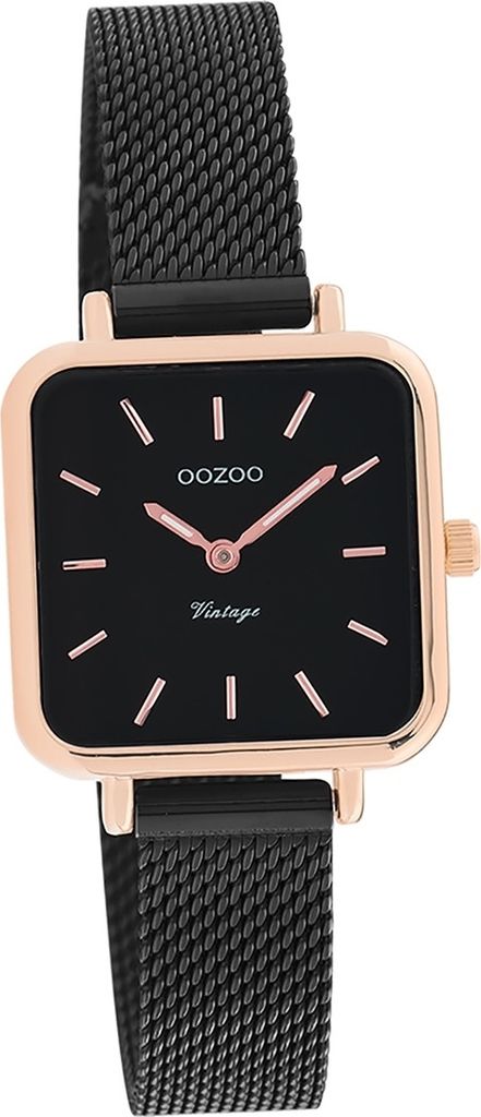 Oozoo Metall Mesh Damen Uhr Analog Quarzuhr Armband schwarz Vintage Series D2UOC20265