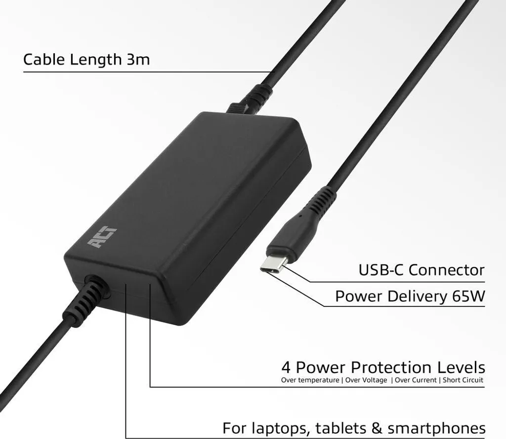 Chargeur PC portable 65W USB-C compact et puissant modèle extra plat - 11