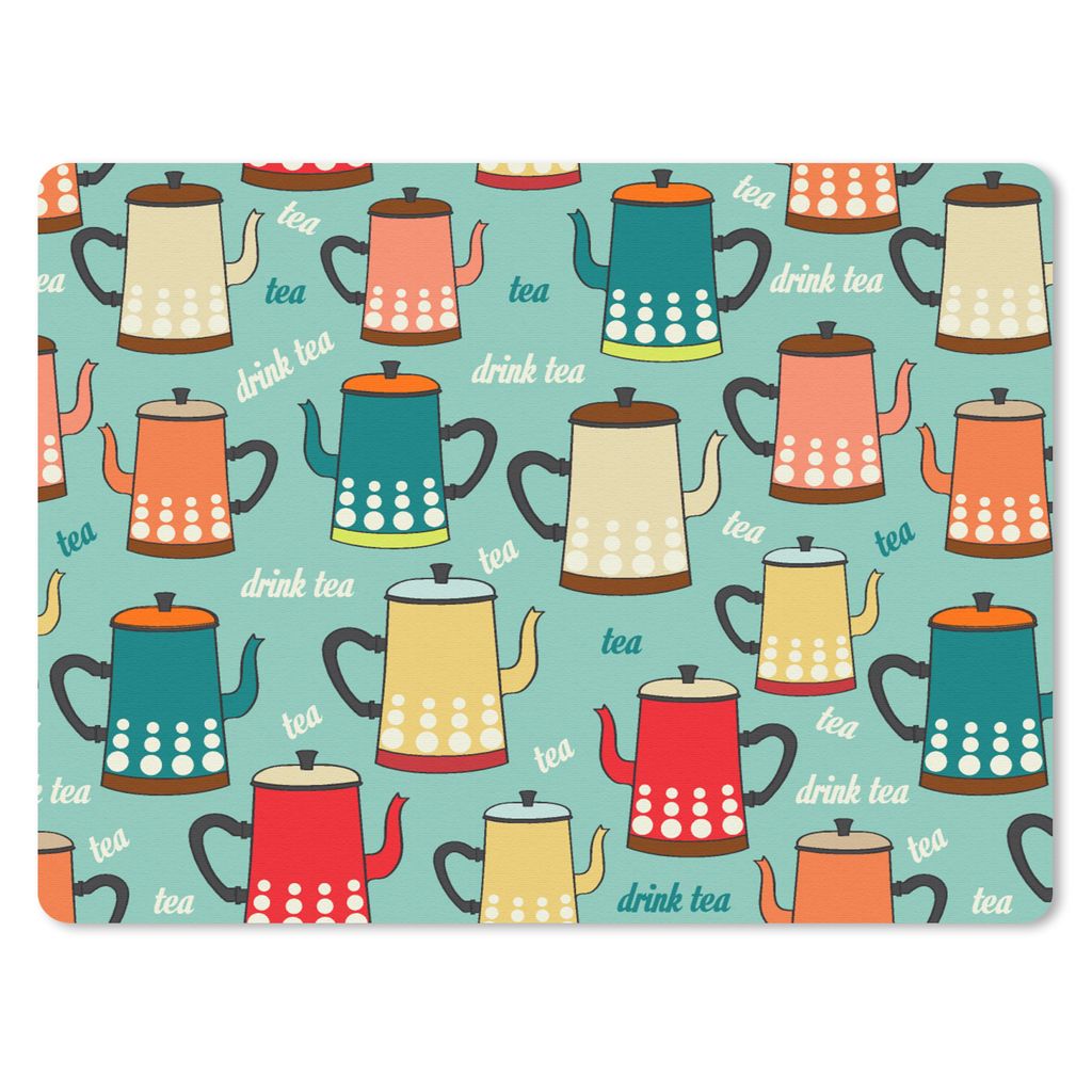 MuchoWow Mauspad Mousepad Muster - Tee - Teekanne - Vintage 40x30 cm - Mousepads - Maus Mat - Pad - Mausunterlage - Anti Rutsch