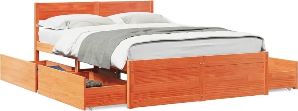 Maison Exclusive - Massivholzbett ohne Matratze Wachsbraun 120x190 cm Kiefernholz