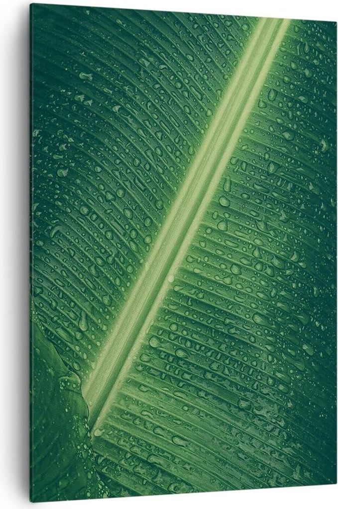 Bild auf Leinwand - Leinwandbild - Einteilig - Makro Blatt Tropfen - 70x100cm - Wand Bild - Wanddeko - Wandbilder - Leinwanddruck - Wanddekoration ...