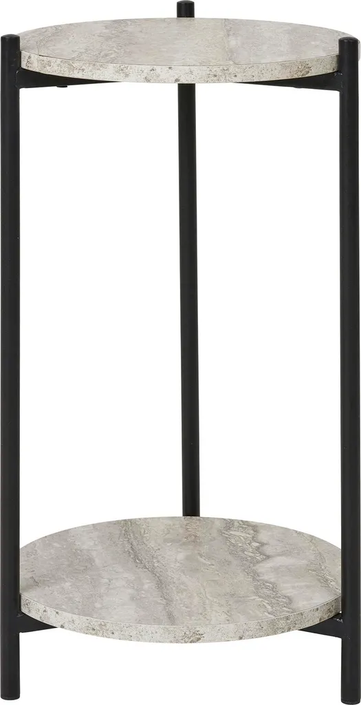 Table d'appoint Leuven Ø27cm imitation travertin beige finition mate