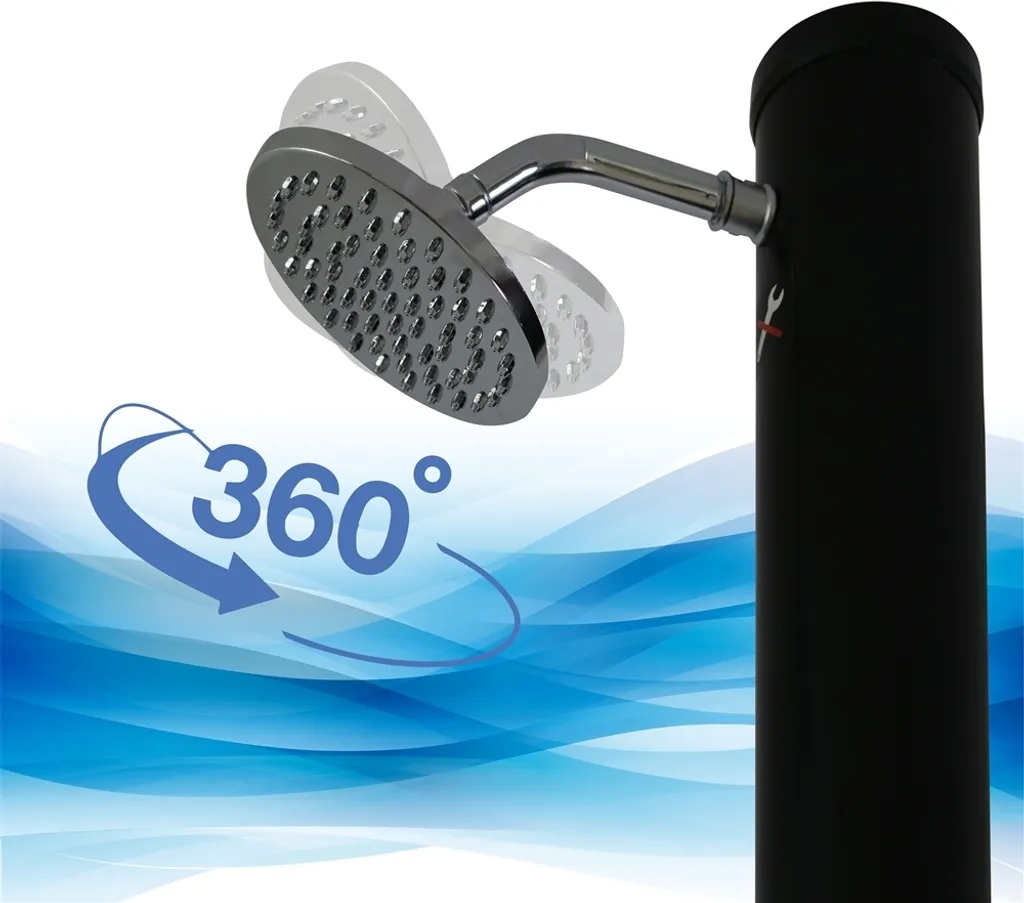 Doccia Solare da Esterno 20L Argento Camping e Giardino con Soffione - 5