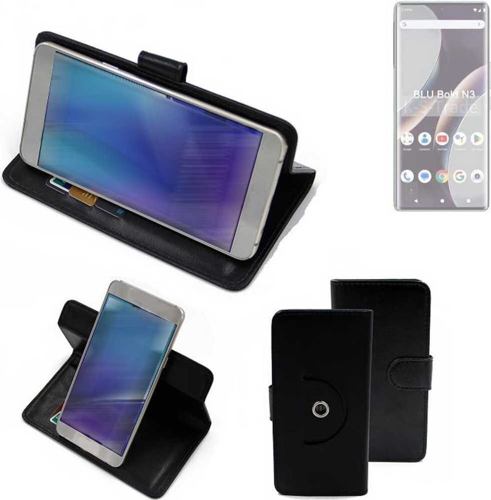 K-S-Trade Case Schutzhülle Handyhülle kompatibel mit BLU Bold N3 Flipcase Smartphone Cover Handy Schutz Tasche Klapphülle Walletcase schwarz (1x)