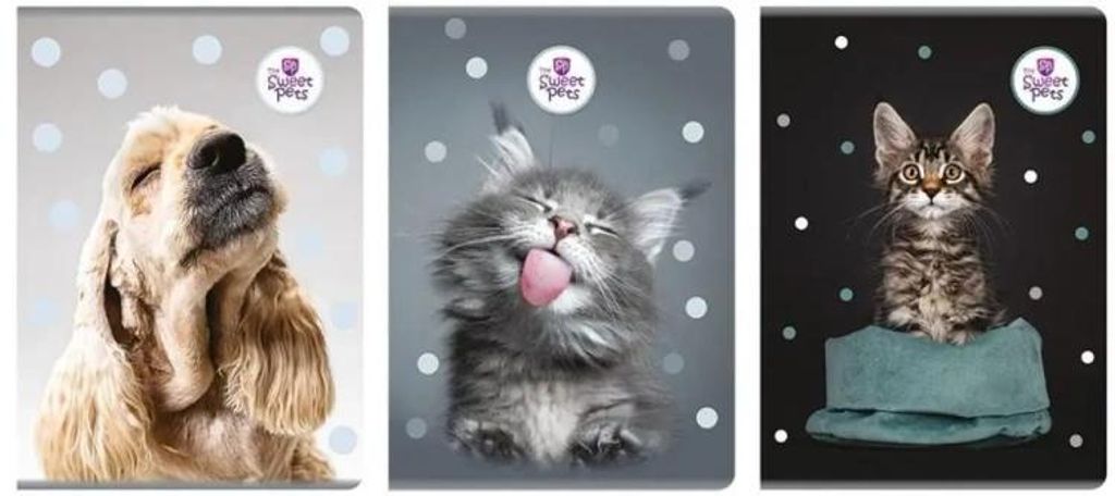 A4-Heft/60 Blatt, kariert, „The sweet pets“ (5 Stück) – Beniamin