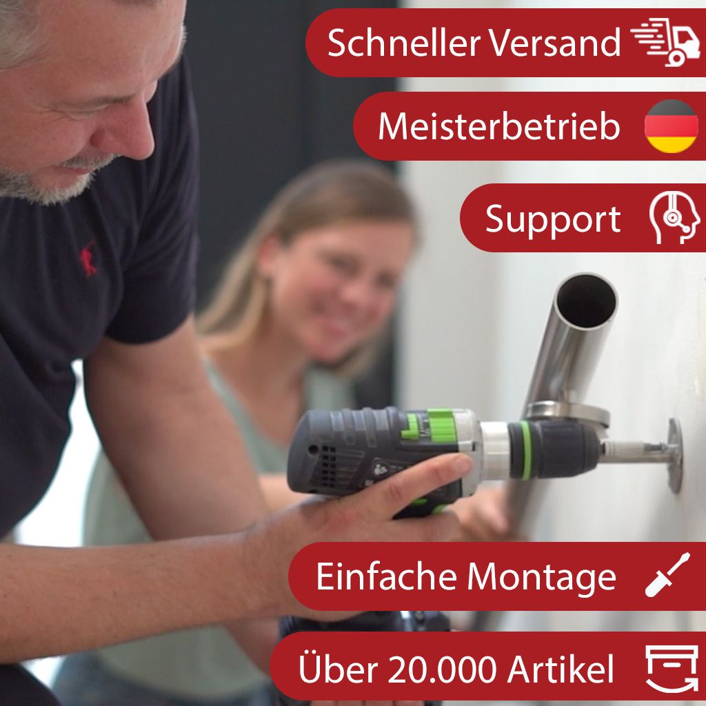 TIBU Absperrpfosten zum Einbetonieren Edelstahl Weiß Anfangs-/Endpfosten als Sperrpfosten Kettenpfosten