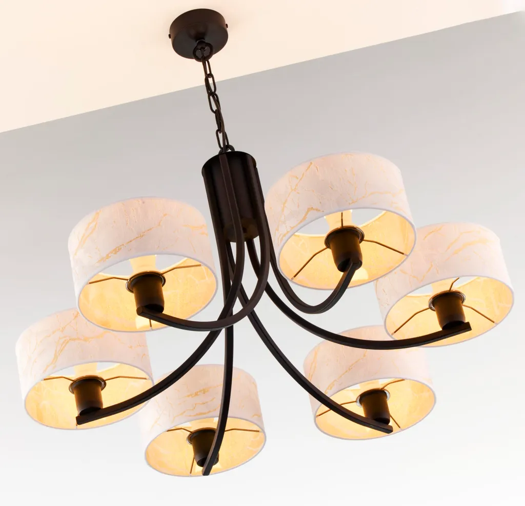 Lustre métal doré et noir ARTHUR - Éclairage 6 bras E27 par Jupiter - 3