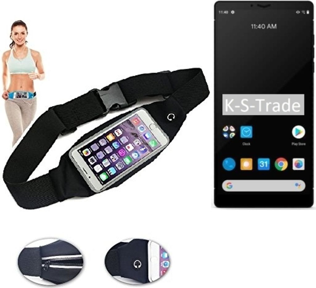 K-S-Trade Jogging-Armband kompatibel mit Carbon 1 MKII Gürteltasche Umhängetasche Bauchtasche schwarz Sport Running Jogging Fitness Laufen Exercise