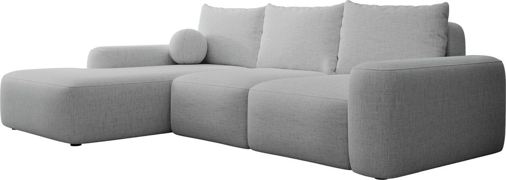 Selsey Carnos - Ecksofa mit Schlaffunktion, Balancekissen, Chenillebezug, Grau, linksseitig