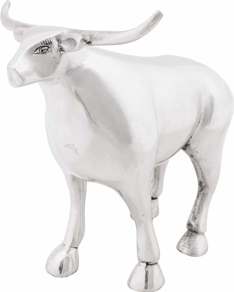 Stierskulptur Silber 20 x 17 x 23 cm Aluminium