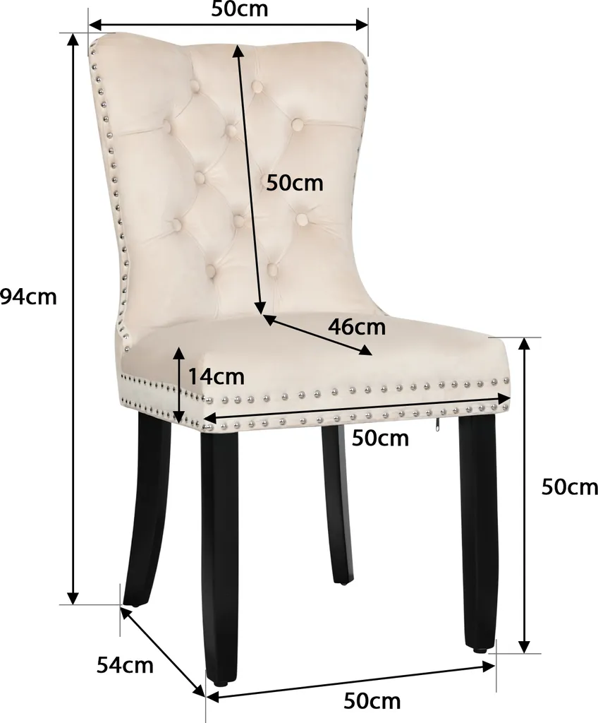 Chaise en Velours pour Table de Repas Beige Chic et Confortable x2