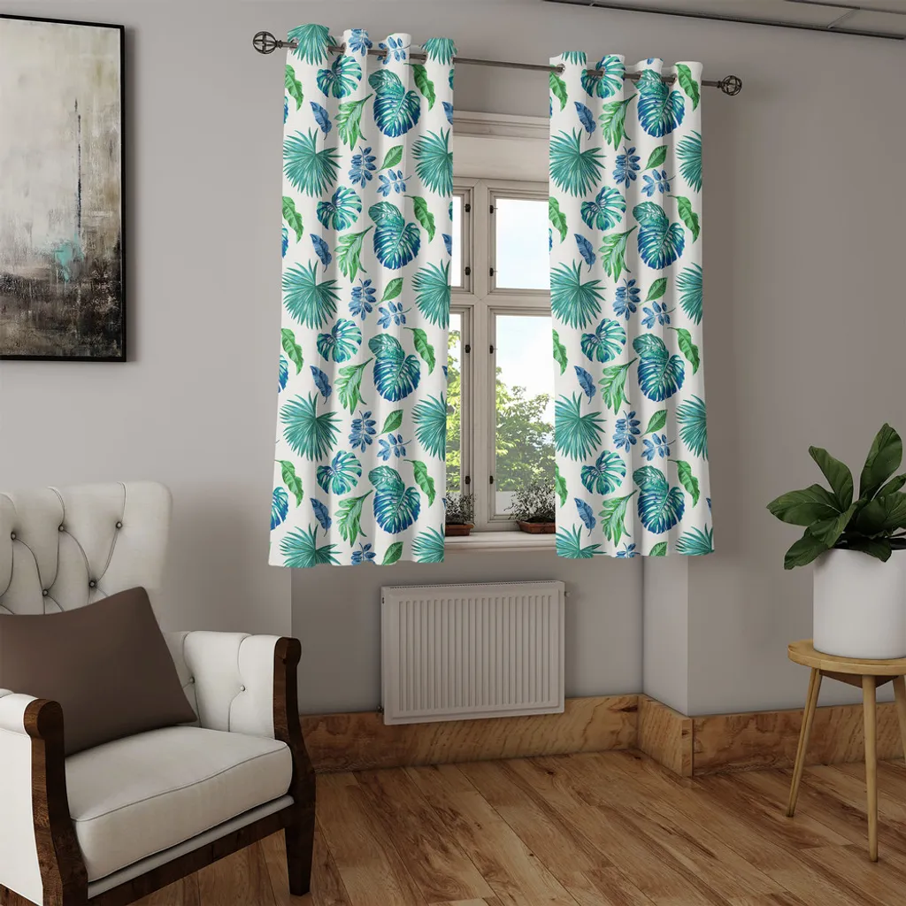 ABAKUHAUS Acqua Tenda a Pannello Set di 2, Retro Cerchi Interno Dots