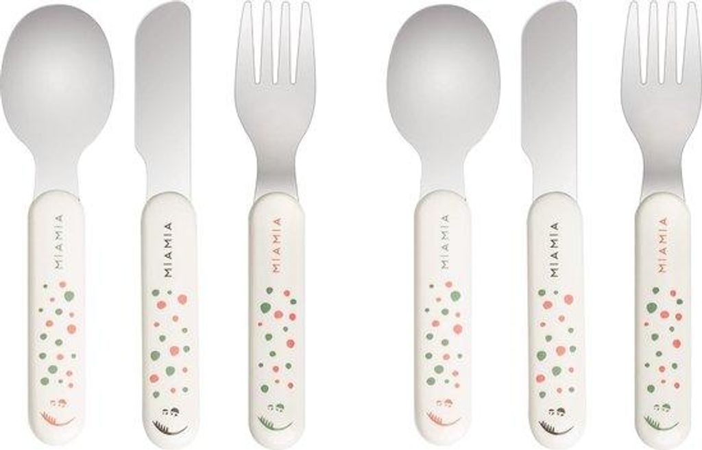 Edelstahl-Besteck für Kinder, cremeweiß, 6-teilig