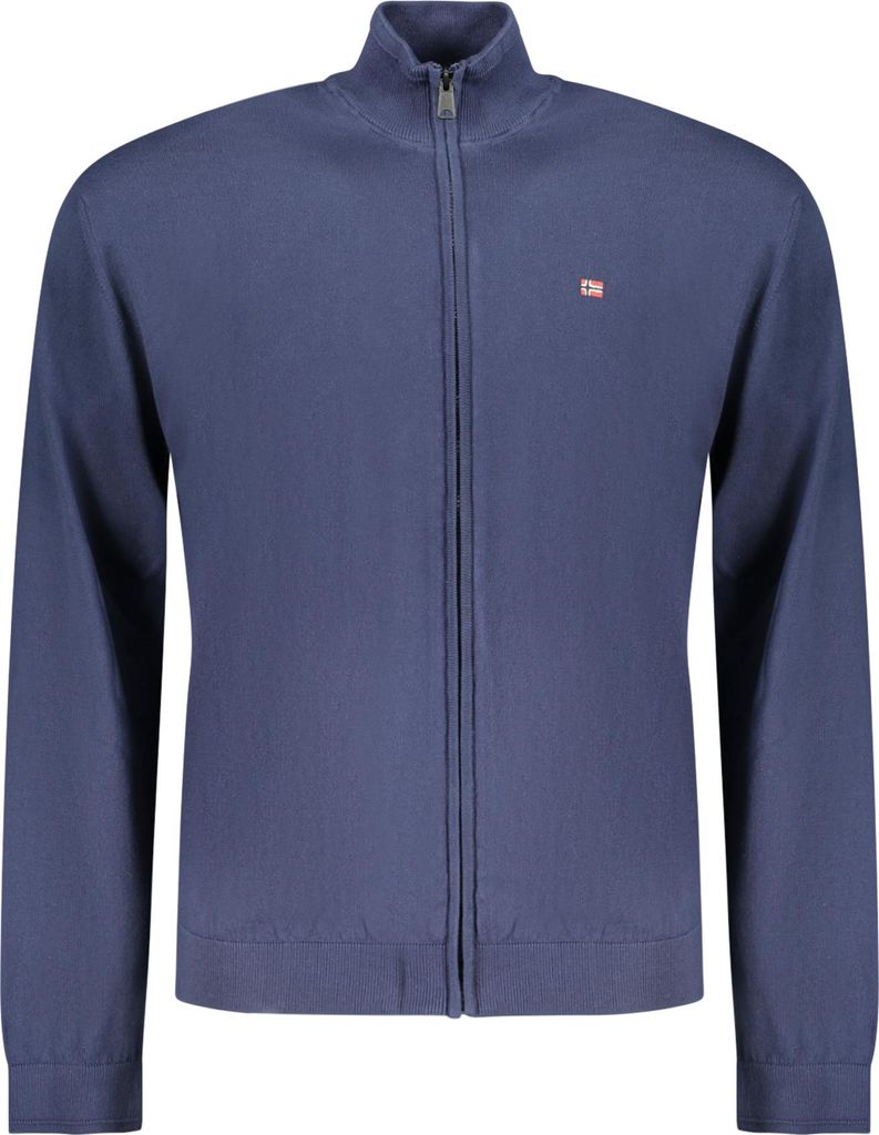Herren-Cardigan Blau: Lässiger Strick mit Reißverschluss & Stickerei