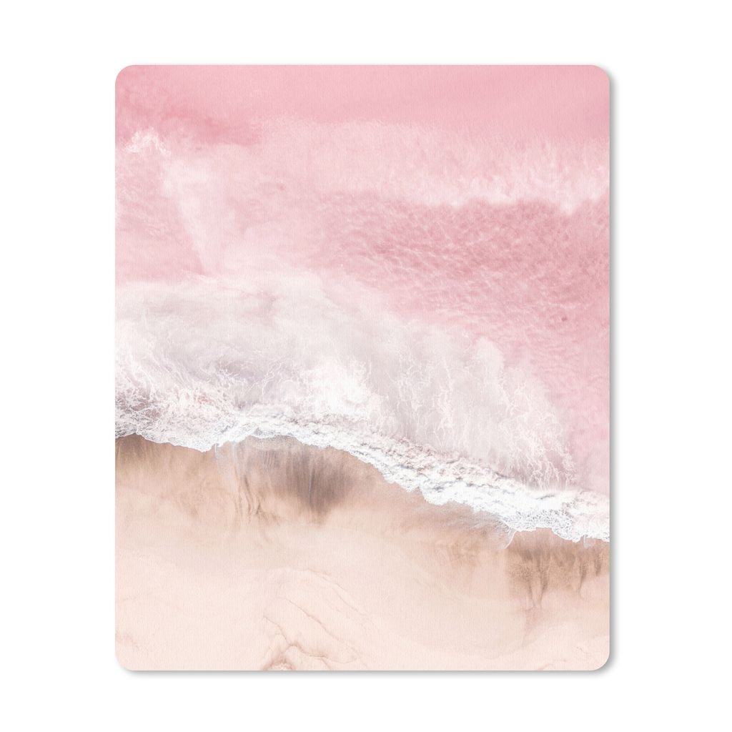 MuchoWow Mauspad Mousepad Strand - Meer - Rosa - Natur - Wellen 30x40 cm - Mousepads - Maus Mat - Pad - Mausunterlage - Mausmatten