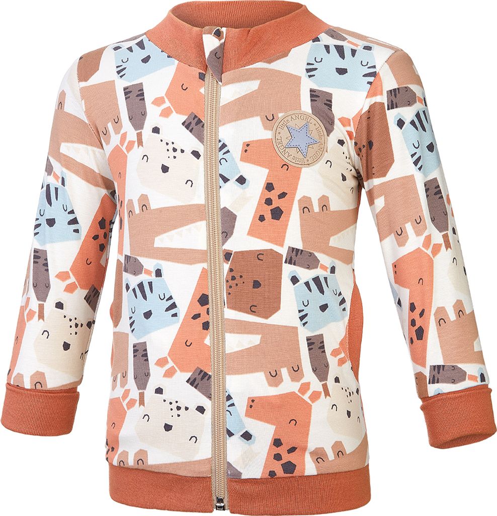 Kinder Zip Up Sweatjacke gefüttert Outlast - Tierchen Bunt/Hellbeige, 92