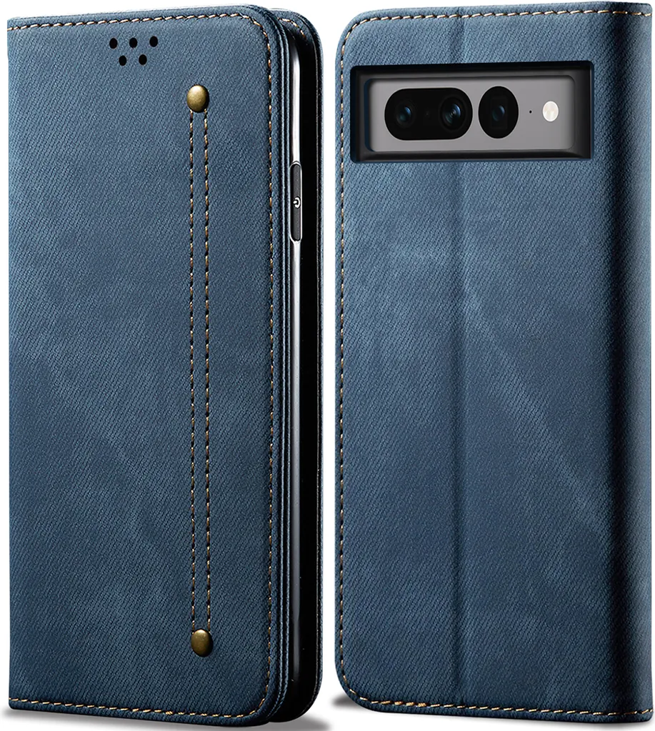 Custodia Google Pixel 7 Pro, Custodia in pelle a portafoglio con chiusura magnetica e supporto per Google Pixel 7 Pro blu