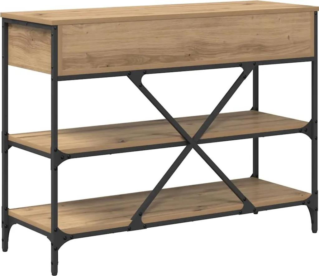 Consolle Ingresso Legno Marrone 100cm - Mobile Salvaspazio con Cassetti - 8