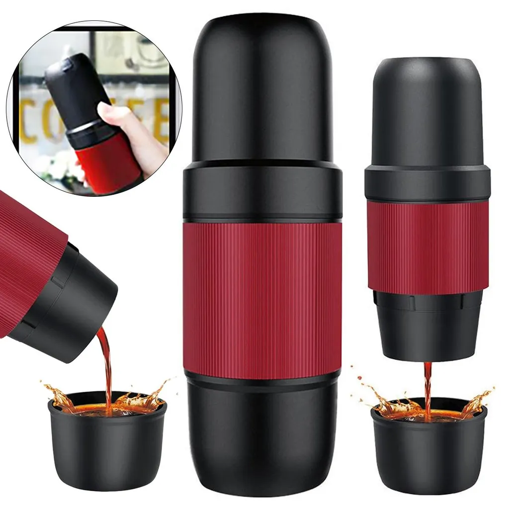 Tragbare Espresso-Maschine, kabellos, 8 Bar Druck, 2000 mAh Akku, USB-C, 1 Kapsel, 140 ml Wassertank, schnell & kompakt