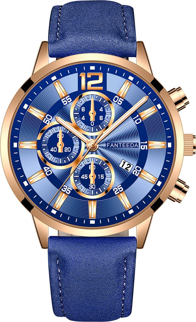 Nico Uhr – Sportlich elegante Herrenuhr in Blau/Roségold 1 KP11714