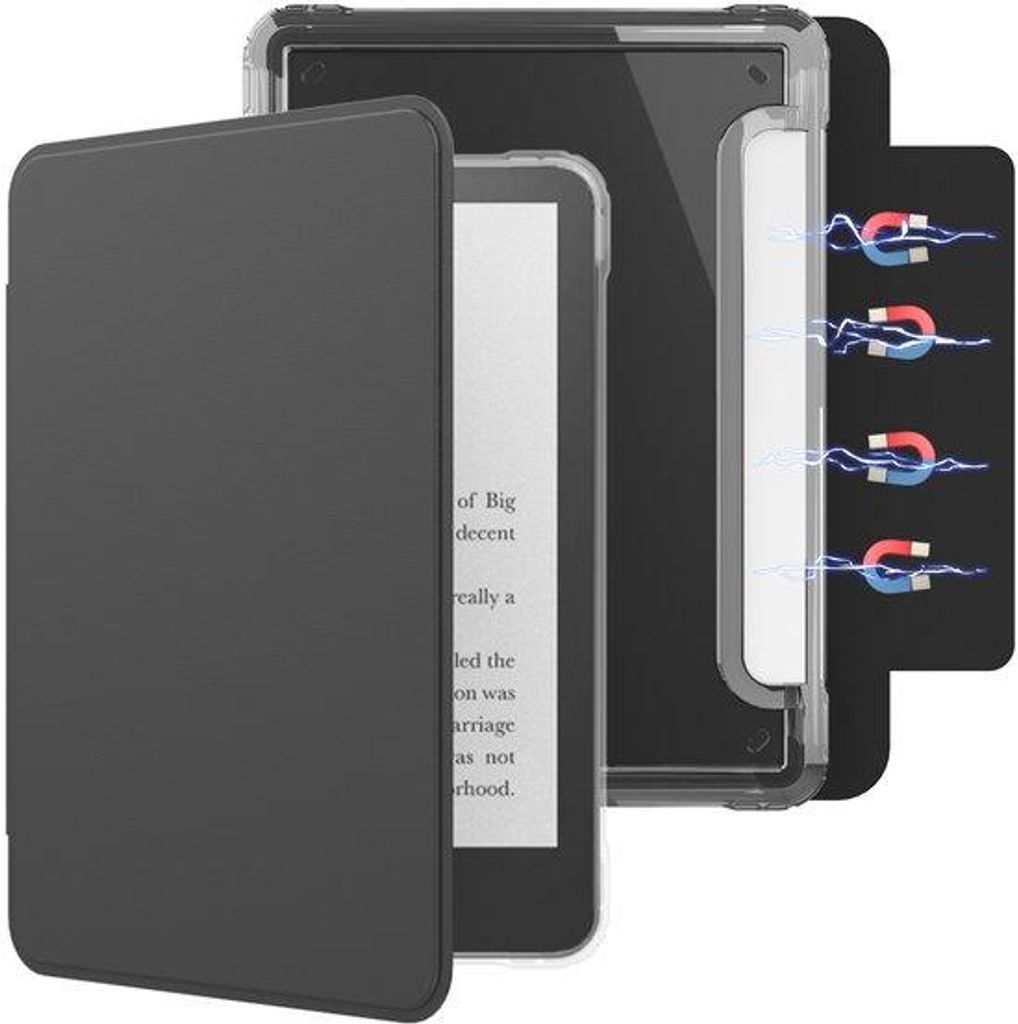 Magnetische hoes voor e-reader, klein, zwart, geschikt voor Kindle Paperwhite 6 inch.