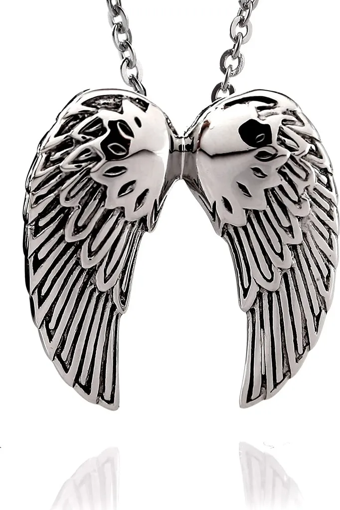 Ciondolo in acciaio inossidabile con cuore di piume e catena in acciaio inossidabile HSP4308S - 50,0 centimetri