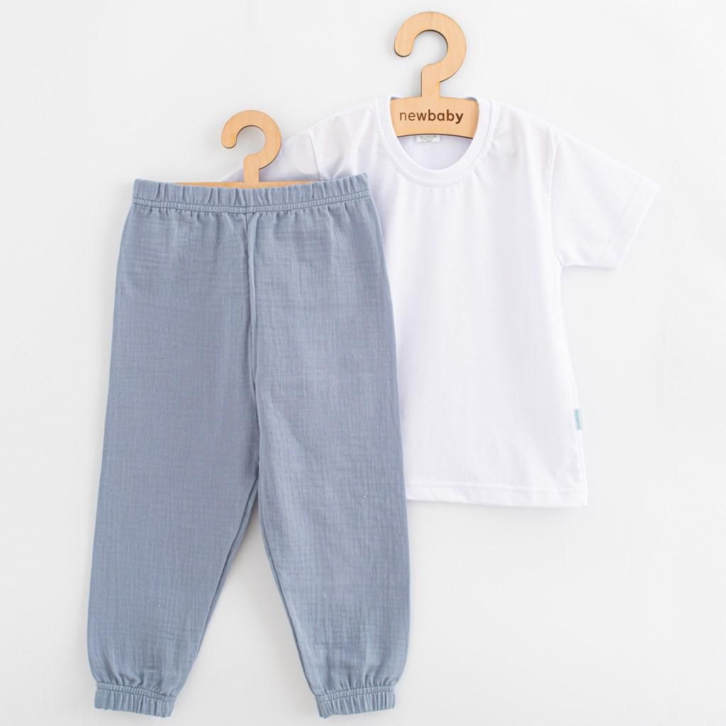 Baby Baumwoll-T-Shirt und Musselinhose Set Neues Baby Kindergarten Blau-Grau, Gr. 104 (3-4r)