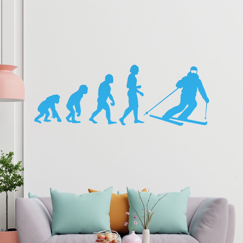 KIWISTAR Evolution Skifahrer fahrend Abhang Ski Wandtattoo in 6 Größen - Wandaufkleber Wall Sticker - Dekoration, Küche, Wohnzimmer, Schlafzimme...