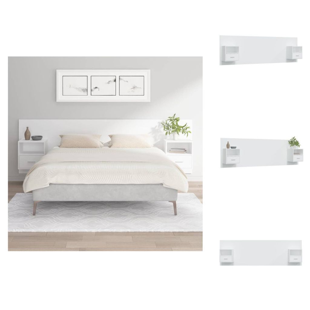 vidaXL Tête de lit avec chevets Blanc Bois composite - Tête Image du produit 