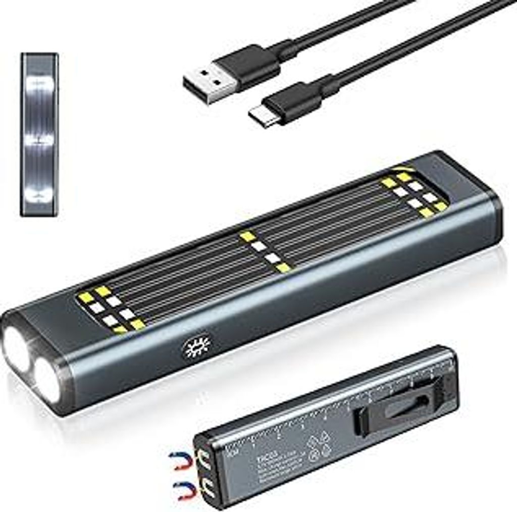 EDC Aluminium Solarpanel Taschenlampe, Dual-Light Wasserdichte Magnetleuchte mit Clip, 1000mAh, 900lm, 8 Modi Led Handlampe für Einsatz zu Hause, ...