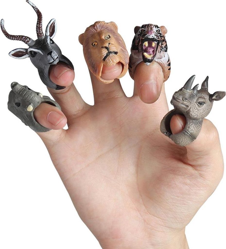Wildtier-Fingerpuppe für Kinder, 3D-Cartoon-Elefant, Panda, Tiger, Ringspielzeug, pädagogisch