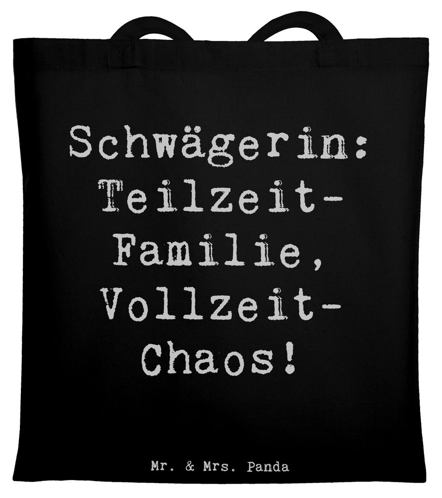 Mr. & Mrs. Panda Tote Bag Spruch Schwägerin Chaos - Schwarz - Geschenk, Laptoptasche, Liebe, Shopping Tasche, herzerwärmende Sprüche, Freude, Hu...
