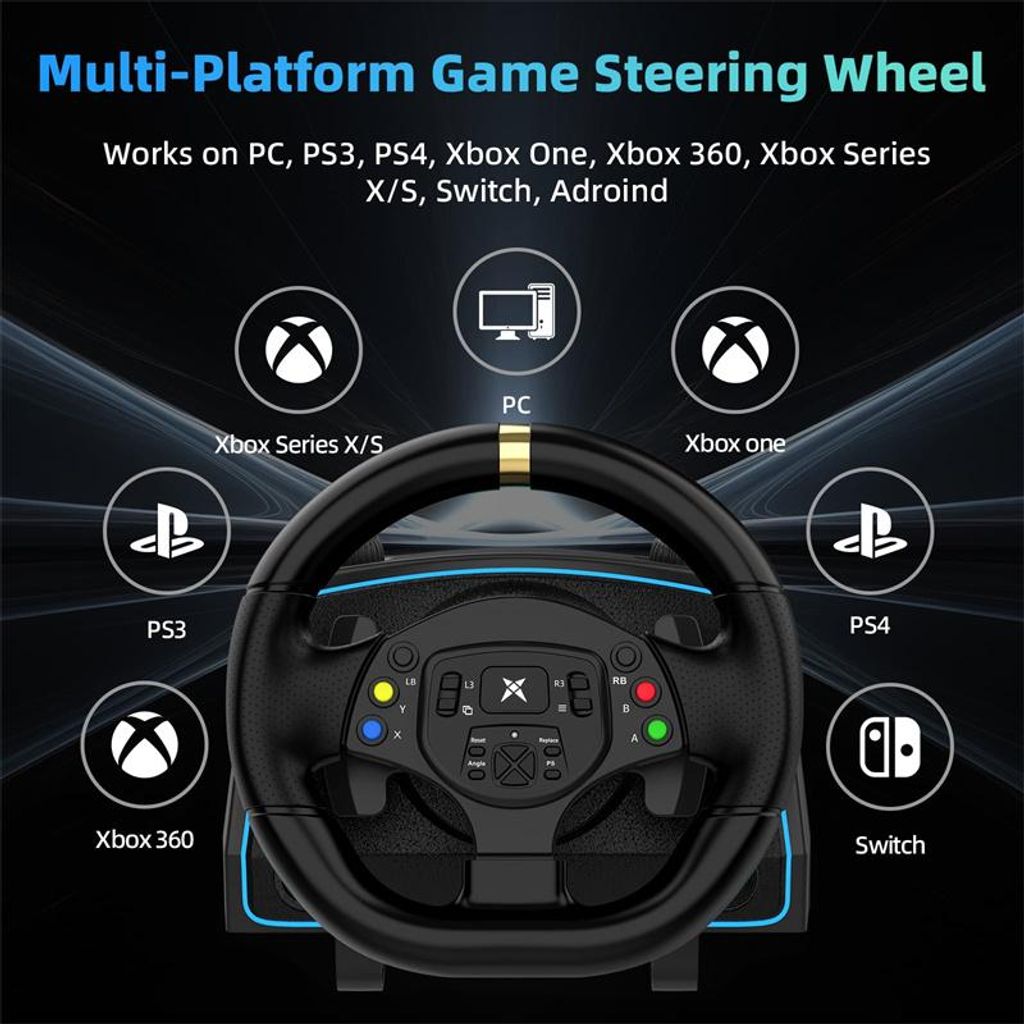 G30 1080 Gaming-Lenkrad mit 6+1-Gang Schaltung, Pedalen,
