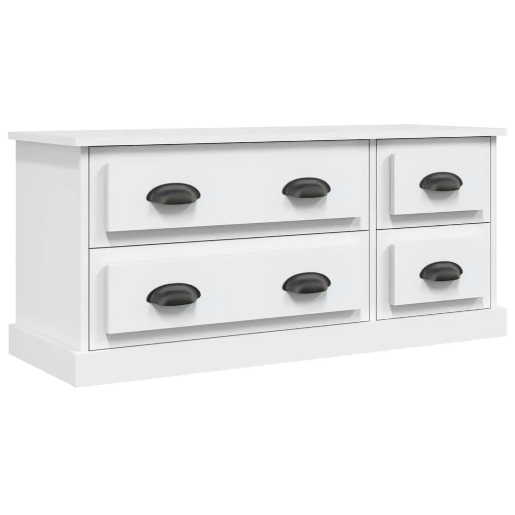 Supporto TV Bianco 100x35,5x45 cm | Legno Robusto e Vani Multimediali