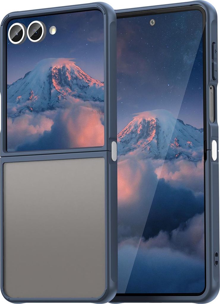 Matt Hülle für Samsung Galaxy Z Flip7 mit Kameraschutz, Transluzente Matt Rückseite Stoßfeste Handyhülle Blau