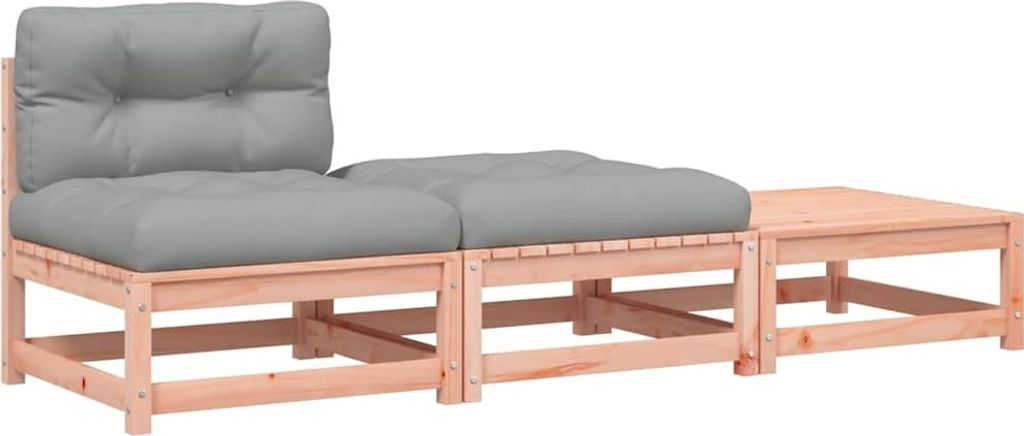 vidaXL Gartensofa ohne Armlehnen mit Kissen und Hockern