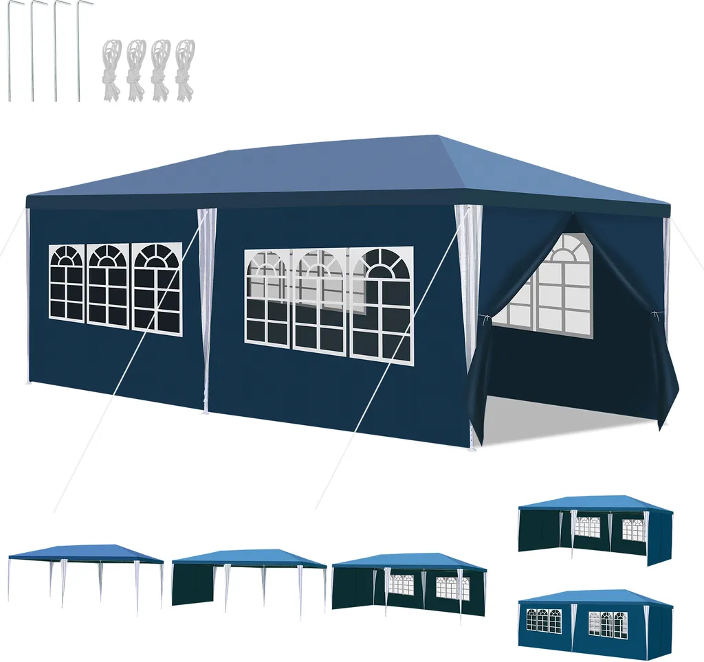 Tenda da Mercato 3x6m Hengda Blu: Gazebo per Espositori con Zip