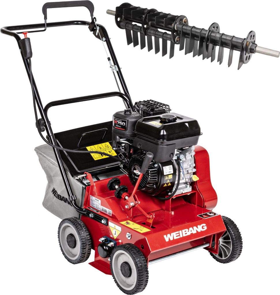 Leistungsstarker Benzin-Vertikutierer Weibang WB384RB 38 cm, klappbare Messer, B&S-Motor