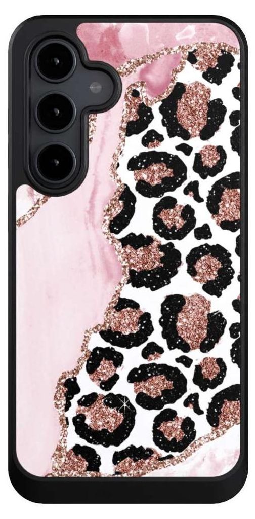 NIVOCASE Hülle für Samsung Galaxy S24 FE 5G Handyhülle NIVOcore Case Schwarz Glitzer Look Leopard Marmor