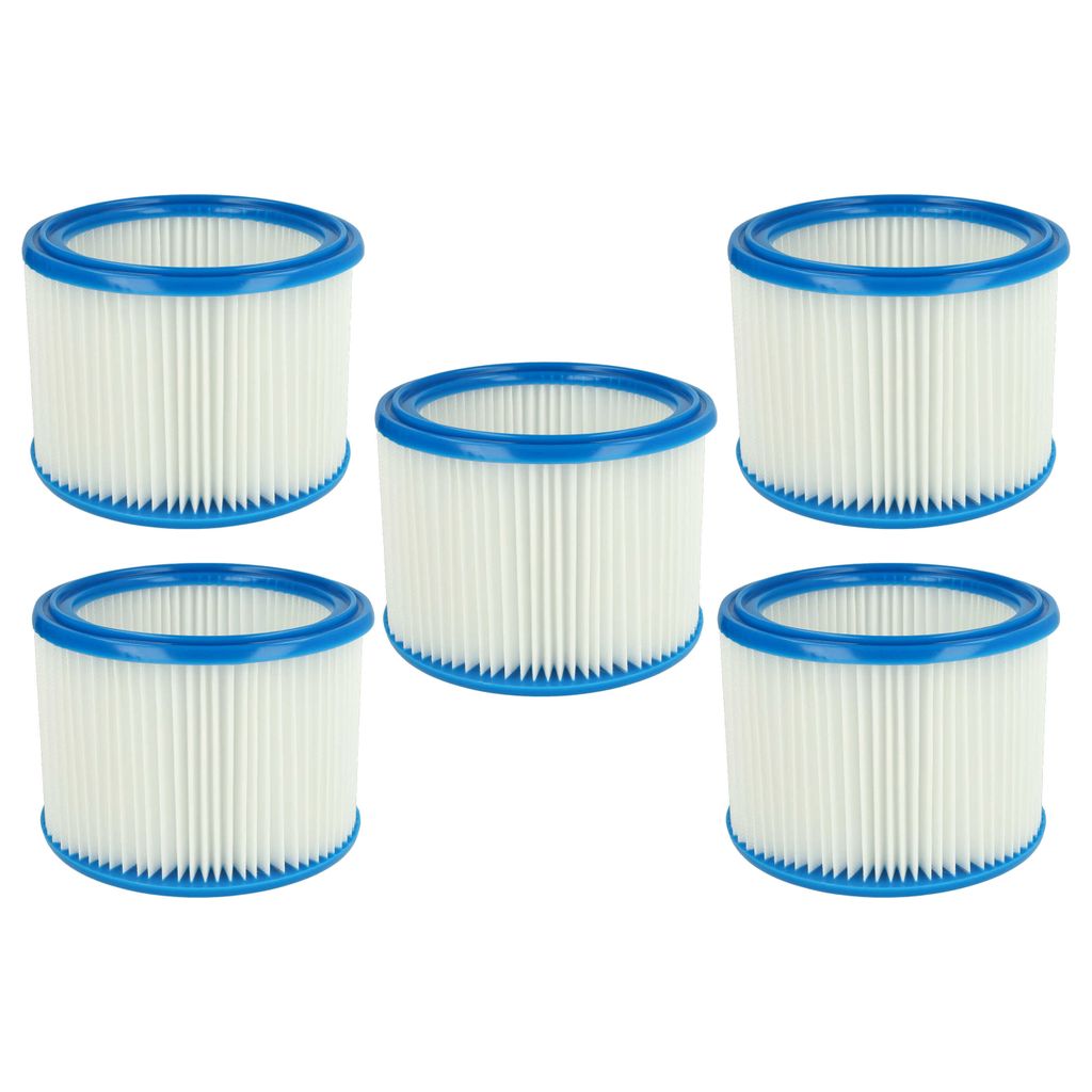 vhbw 5x Faltenfilter kompatibel mit Mirka 915 L PC, 1025 L PC Staubsauger - Patronenfilter Blau Weiß