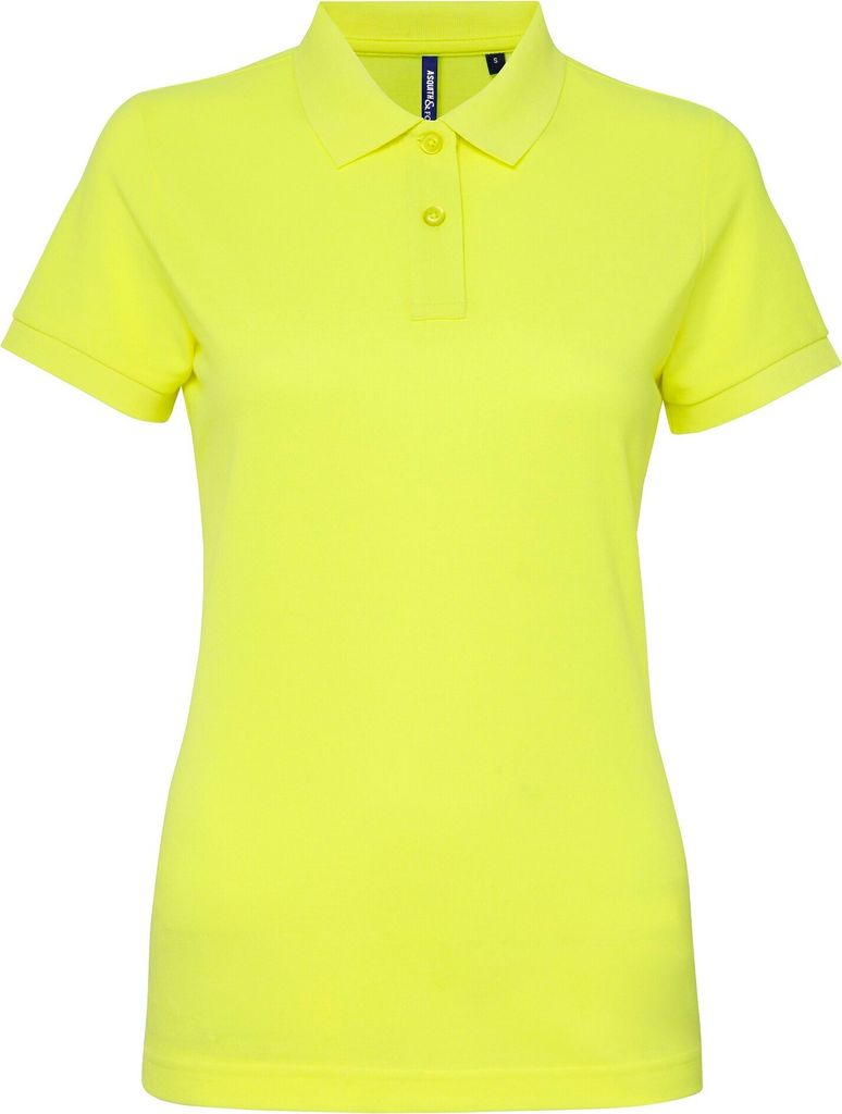 Asquith & Fox Damen Kurzarm Performance Blend Polo Shirt RW5354 (S) (Neon Gelb)
