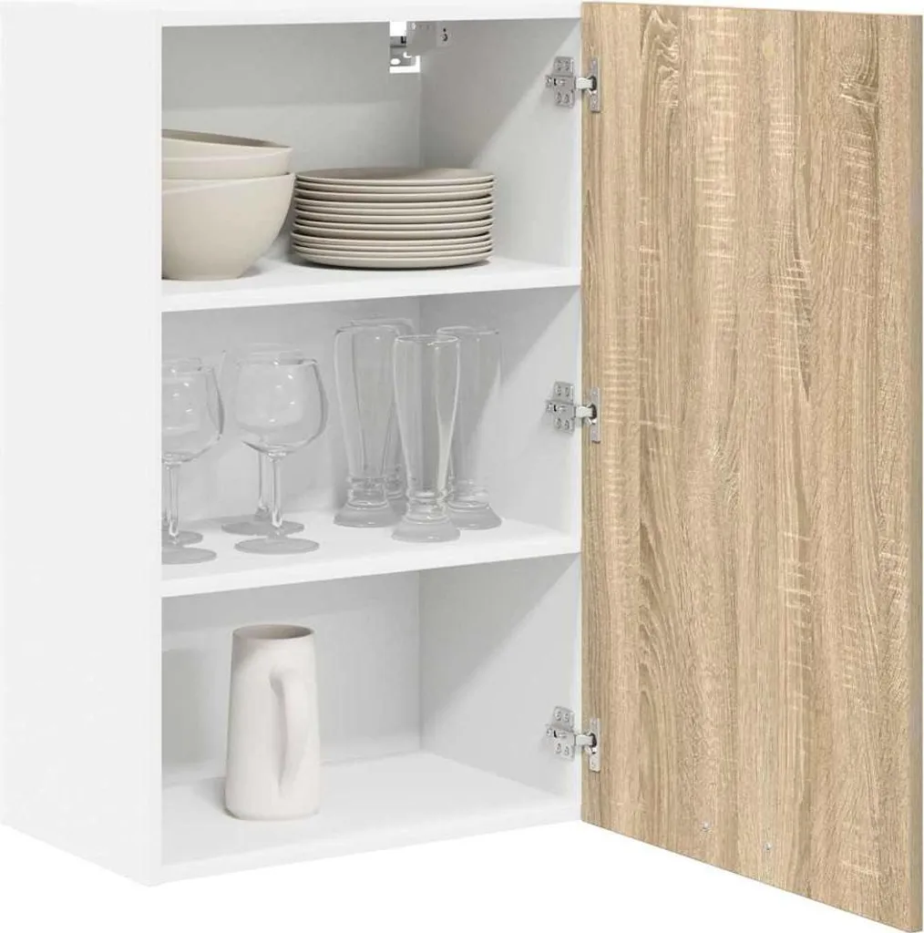 SYFAX Armadio a Muro 50 x 31 x 80 cm - Rovere Sonoma e Bianco - 2